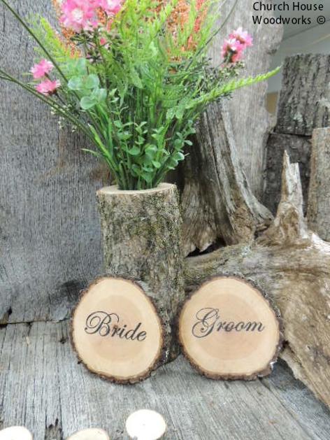 Rustic Bride Groom Wood Slices