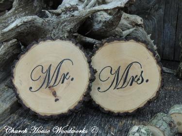 Rustic Mr Mrs Wood Slices